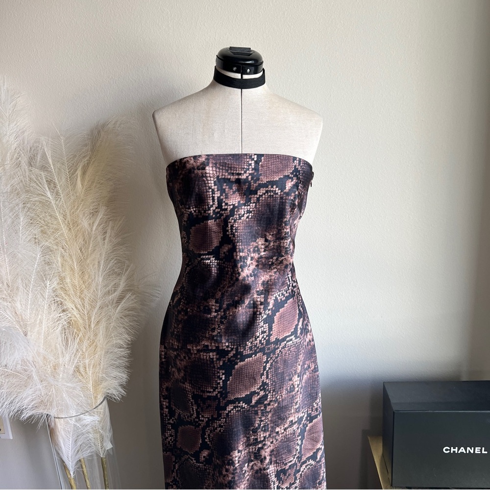 Strapless Neutral Python Maxi Slip Dress NWT - image 7